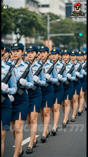 Sky Blue Brigade: Beautiful Military Personnel March in Style!