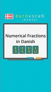 Learn Danish - Fractions - 1/2, 1/3, 1/4, 2/3, 3/4
