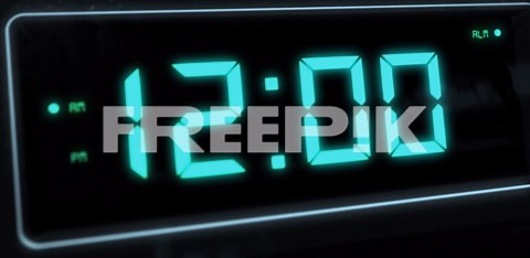 High quality CGI render of a digital alarm clock, with glowing pale blue numbers, ticking over from 11 | Premium Stock Video Footage