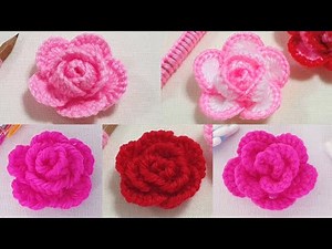 So Beautiful Rose Flower making with Yarn - 5 Ideas - How to make Rose flower - Easy DIY flowers