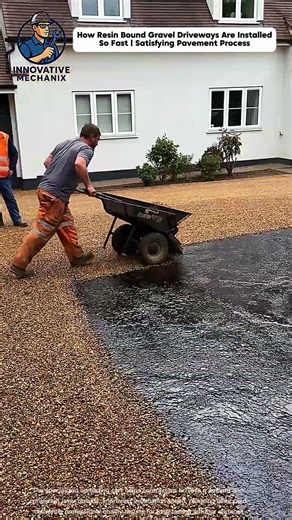 How Resin Bound Gravel Driveways Are Installed So Fast | Satisfying Pavement Process