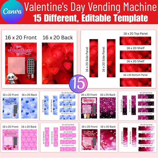 Valentine's Day Vending Machine Templates, 15 Editable Canva Templates, Candy Vending Machine Design, Valentine School Fundraiser Decor - Etsy