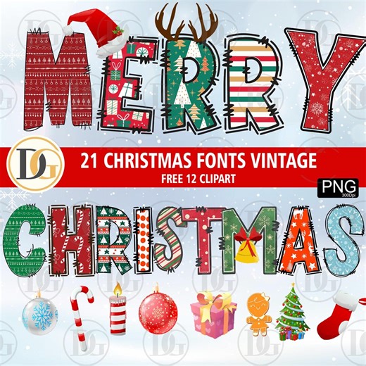 21 Christmas Font Bundle - Crafty Font Bundle, Cricut Fonts, Farmhouse Fonts, Script Fonts, Christmas Fonts, Holiday Fonts, Procreate Fonts - Etsy