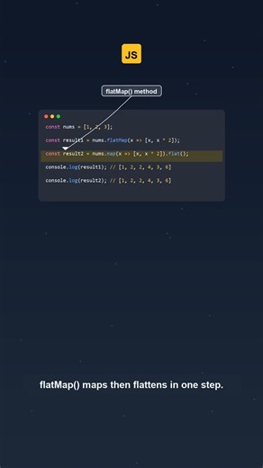 JavaScript Array.prototype.flatMap() vs map() + flat() | Javascript Tutorial #Shorts