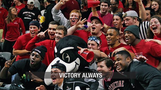 Fight Song: A campus favorite, the fight song is chanted anywhere there is a gathering of Ravens from athletic events to weddings! The song was composed by Fr. Raphael O’Malley, OSB in 1941. 5... 6… 5, 6, 7, 8! #Traditions #WhyBenedictine #Day30 whybenedictine.com | Benedictine College