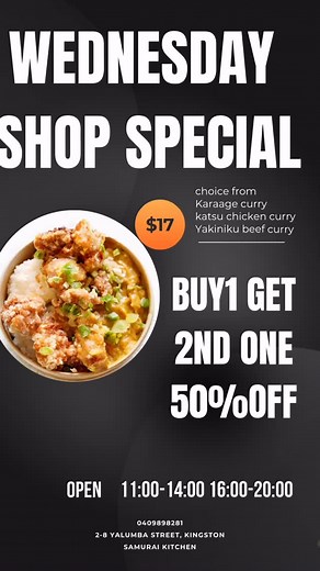 2-8Yalumba street, Kingston 11:00-14:00 16:00-20:00 | Samurai Kitchen
