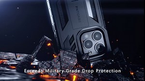 FNTCASE for iPhone 12 Phone Case: for iPhone 12 Pro Phone Case Military Grade Drop Proof Rugged Protective Cover with Kickstand | Matte Textured Shockproof TPU Hybrid Bumper Cases 6.1 inch - Orange