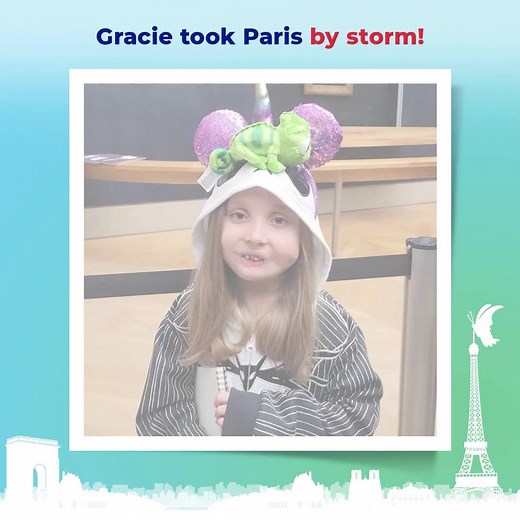 Gracie took Paris by storm! 🇫🇷💛​ She saw the Mona Lisa, rode a river taxi down the Seine, explored the city on a big red bus, and even met Mickey at Disney Paris. 🎨🚌🎢​ Her favorite discoveries? Macarons and McDonald’s in Paris! 🍔💫​ We loved seeing her smile in every photo and are so grateful to our friend Larry Magid for making this unforgettable trip possible for Gracie and her family.​ 📸 Photo Credit: Mom, @Hillary.Orton.58 | Little Baby Face Foundation