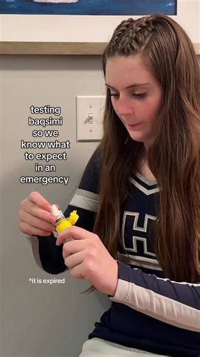 Baqsimi is a powder based glucagon that is administered in the nostril. It is used to quickly raise blood sugar levels in emergency situations where a person with type 1 diabetes is experiencing severe low blood sugar. They may be confused, unconscious or just unable to consume glucose. My daughter has one of these with her at all times. I pray she never experiences such a severe low that this is needed. Her lowest blood sugar level to date is 25 and while super scary to witness, she managed to 