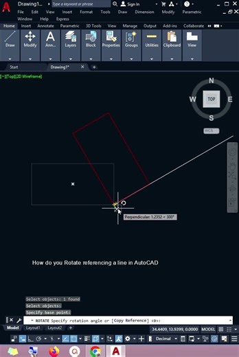 How to Rotate object referencing a line in AutoCAD............. #autocad #shortsviral #shorts