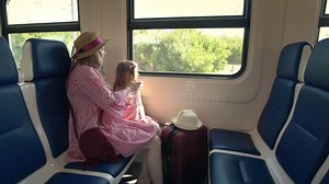 Mother and Daughter Traveling in the Train - Women Setting on the Bench and Looking To Window Stock Footage - Video of lifestyle, railway: 120124100