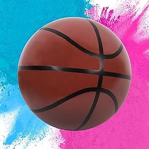 ARELUX Gender Reveal Basketball Ball with 2 Big Bags of Pink and Blue Color Powder Spill Proof for Smoke Great Gender Reveal Ideas for Baby Boys Girls with Not Transparent Basketball Set