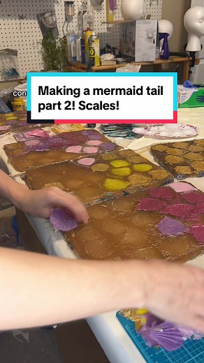 Replying to @Regina George (Tv) making a mermaid tail part 2! Making scales! I need about 800 more so I will be making and trimming scales for months! #mermaid #mermaidtail #making