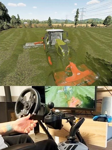 Farming Simulator Claas Axion 800 Kuhn mower Logitech Steering Wheel Thrustmaster Farmstick #dkgc