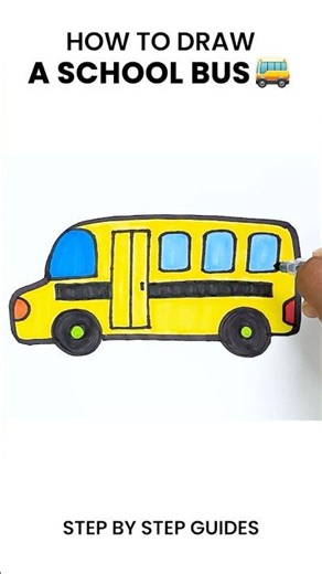 How to draw a school bus 🚌 #draw #art #learntodraw #drawing #drawingforkids #painting #kidsart