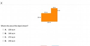 2What is the area of the object shown?A. 228 sq inB. 168 sq... | Filo