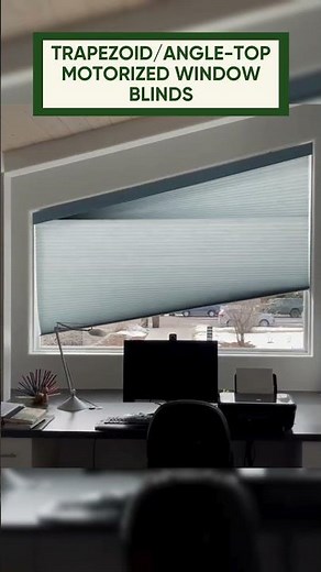 Home Office Upgrade: Blue Angled Window Coverings for Sloped Windows