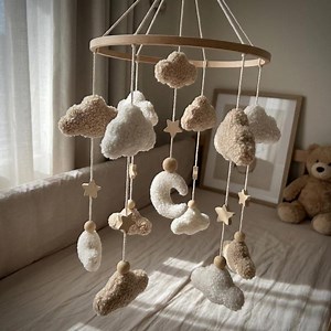 Handmade Cloud Baby Mobile, Boho Nursery Decor - Etsy