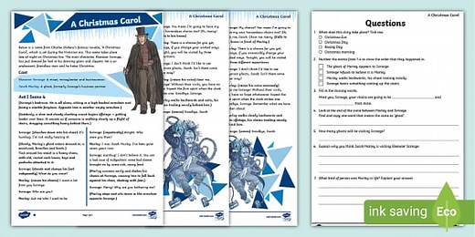 UKS2 A Christmas Carol Playscript Differentiated Reading Comprehension Activity