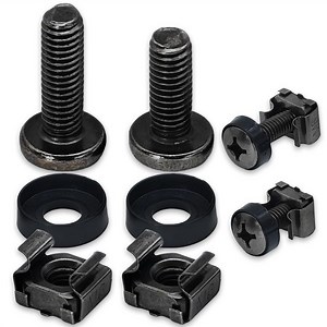 [Hot Item] M6 X 16mm Nickel Plated Carbon Steel Rack Mount Cage Nuts, Screws and Washers Kit (Black)