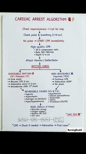 Cardiac Arrest Algorithm Explained | BLS & ACLS Step-by-Step | CPR Guidelines #heartattack #shorts