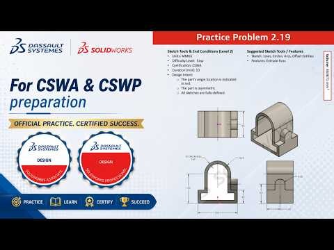 SOLIDWORKS CSWA Practice Problem 2.19 | Official Exam Preparation