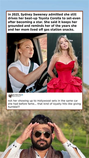 Sydney Sweeney's Humble Ride: Old Corolla Keeps Her Grounded#memes#shortsvideo#shorts