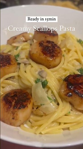 Creamy Scallops Pasta #scallops #pastarecipe #healthyrecipes # #dinnerrecipe #easyrecipe
