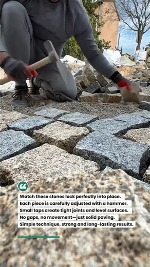 Stone Paving Precision with Hammer Tool! #construction #paving #tools