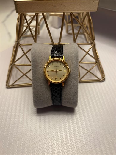 Vintage Helbros Women’s Quartz Watch – Gold Tone Case & Black Leather Strap - Etsy