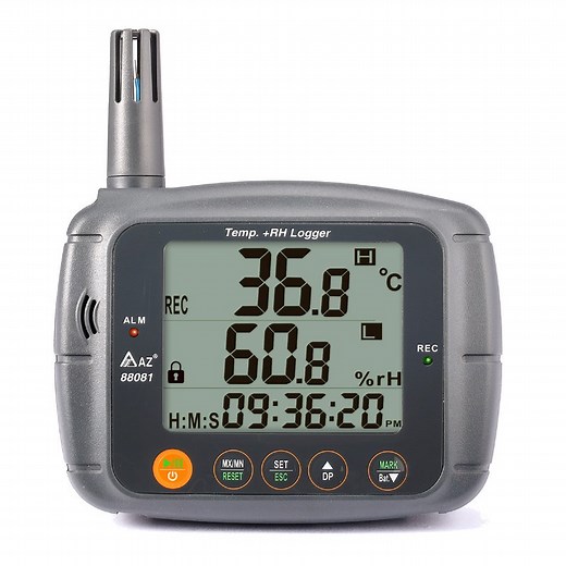 AZ 88081 Large Display Temp & RH Data Logger with Audible Alarm