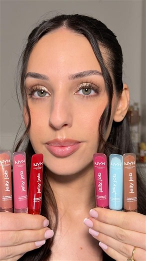 Swatching all my NYX Jelly Job lip glosses !! #makeup #lipgloss #glossylip