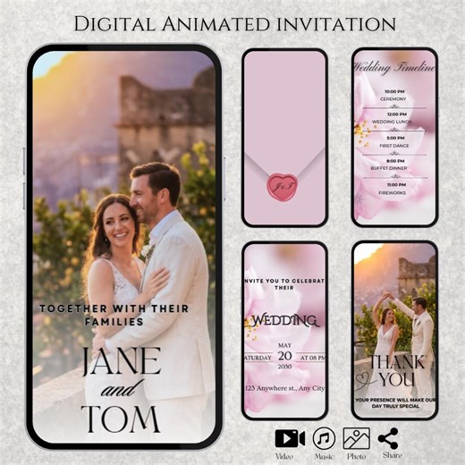 Animated Wedding Invitation Template, Canva Video Invite (digital Download) - Etsy