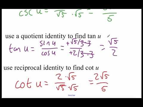 Pre-Calculus 5.1: Using Fundamental Identities part 1