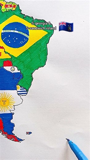 Draw Flag Map of South Georgia 🇬🇸 and South Sandwich Islands #southgeorgia #southsandwich #british