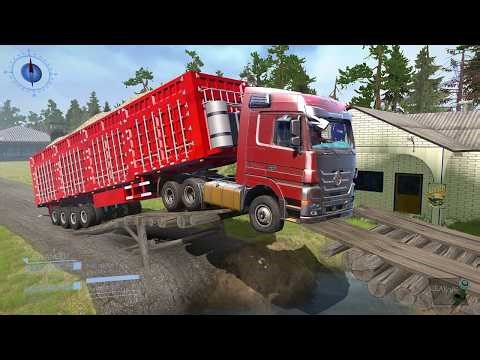 Truck vs Extreme Broken Road with Speed Bumps - Spintires: Mudrunner Gameplay #1