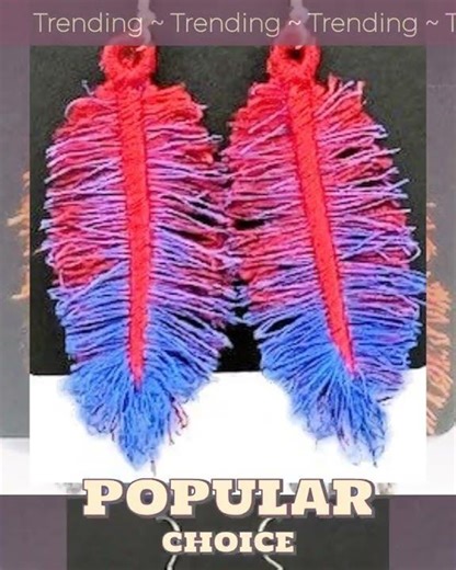 Feathers Fringed Embroidered Earrings 3D
