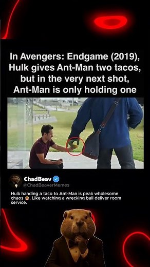 Avengers: Endgame (2019), Hulk Shares Tacos with AntMan in Avengers Endgame’s most Wholesome Scene