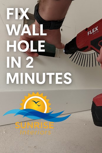 7.3K views · 60 shares | Fix any wall hole in minutes. Watch this pro trick. Follow us for more tips and tricks. #wallrepair #drywallrepair #gypsumboard #constructiontips #homerenovation #interiordesignindia #homeimprovement #diyproject #beforeafterhome #housemakeover #renovationideas #plasterwork #fixitlikeapro #handymanlife #builderlife | Sunrise Interiors | Facebook