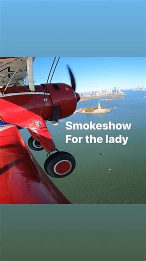 Smoke show for the lady A 450 Stearman is not a usual sight over Manhattan, but smoke made it more noticeable. This was the final leg of the cross country from San Diego to NYC via Olney Texas, Wichita, and Pensacola. The media project resulted in nearly 40 flights and almost as many gallons of oil used. It was also epic. airplanes are cool #stearman #nyc #statueofliberty #manhattan #fly #opencockpit #flymore #smokeon #flight | Wasabi Air Racing
