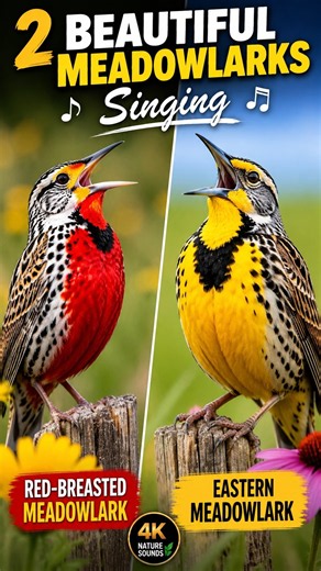 Rare footage of the Eastern Meadowlark & Red-breasted Meadowlark song! #birds #wildlife #shorts