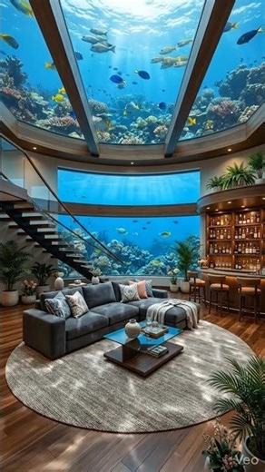“We Built a Living Room Under the Ocean… Wait Until You See the Ceiling”#underwaterhouse#luxuryhome