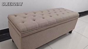 SLEERWAY Black Storage Bench for Bedroom, 45" Modern Faux Leather Upholstered Ottoman Bench End of Bed, Button Tufted Benches with Seating Large Storage Space and Wood Legs for Living Room, Entryway