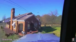 Video that shows a Dump Truck Smash Into A House