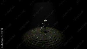 Extraterrestrial creature Dancing with spotlight with dark background Trippy 3d vj loop 4k matte background Acid trip Alien body dance 4k Stock Video