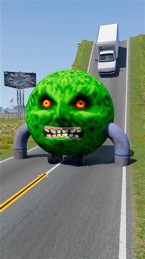 Long Capsule Bus & Moon Car vs Low Pipe - BeamNG.Drive #shorts #beamngdrive