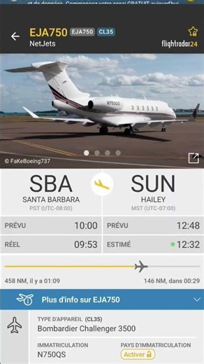 un jet privé à 427 km/h