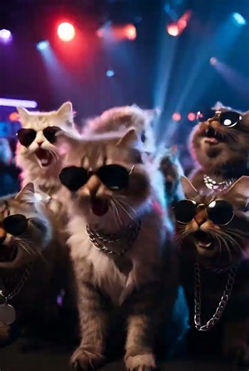 Fluffy cats in the club