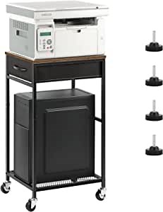 Computer Tower Stand with Drawer 2 Tier PC Tower Stand for Under Desk, Mobile Rolling Printer Cart with Lockable Wheels CPU Holder for Home, Office, Fits Most PC, Black