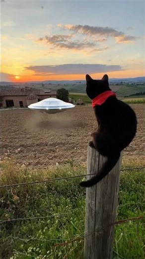 ARRIVA UN UFO OTELLO LO CACCIA 🛸➡️🏃‍♂️ #gattonero